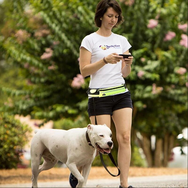 Hands Free Dog Leash and Training Belt - Phone Pocket And Water Bottle Holder