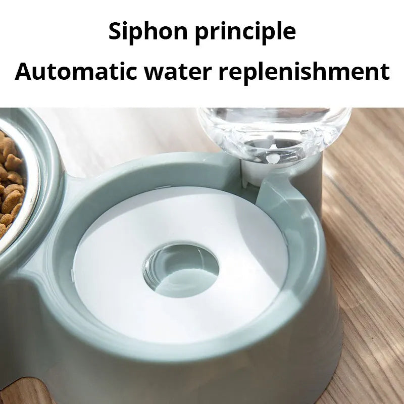 Automatic Cat Water Fountain and Food Feeder Bowl