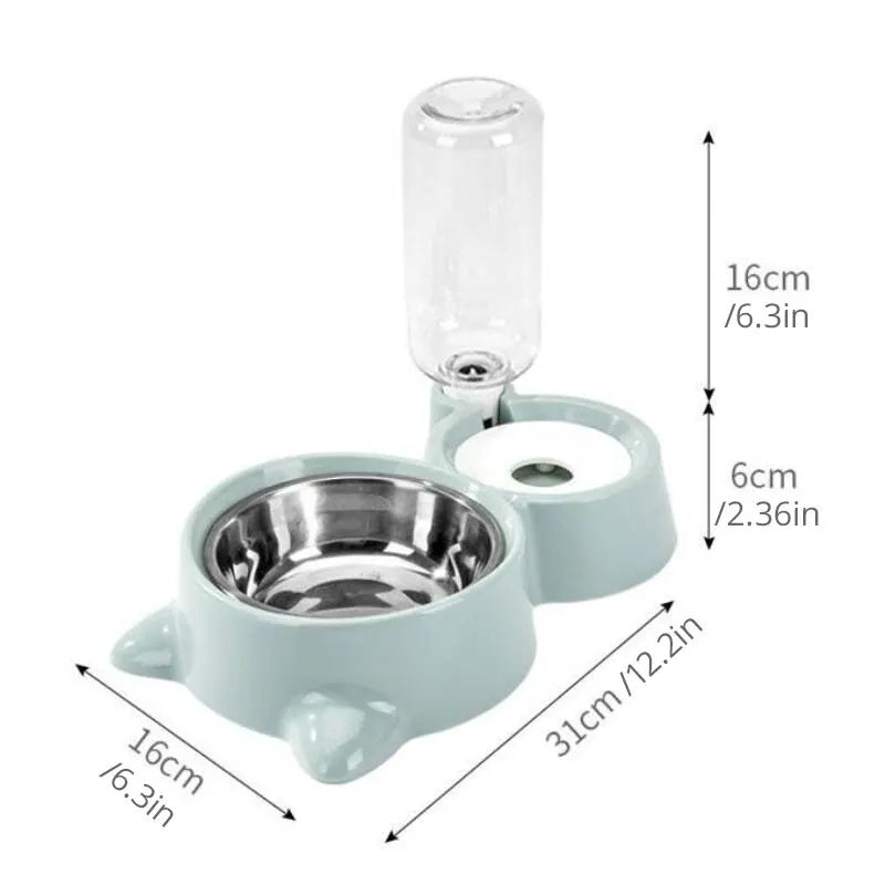 Automatic Cat Water Fountain and Food Feeder Bowl
