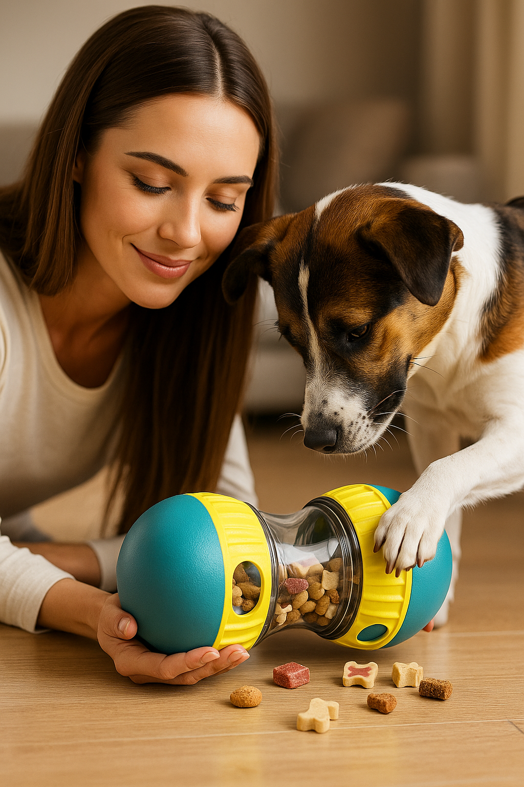 Interactive Adjustable Dog Treat Dispenser Toy for Smart Puppies
