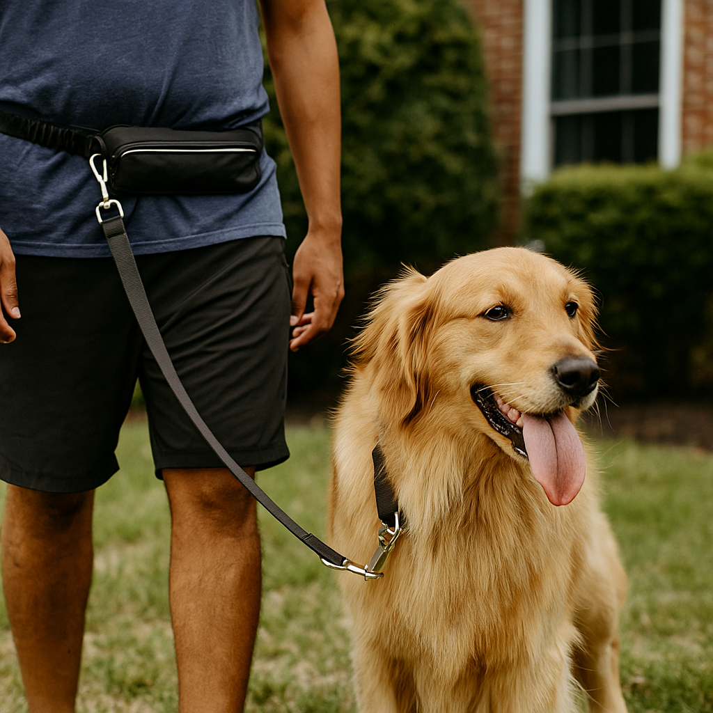 Hands Free Dog Leash and Training Belt - Phone Pocket And Water Bottle Holder