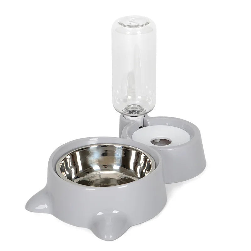 Automatic Cat Water Fountain and Food Feeder Bowl