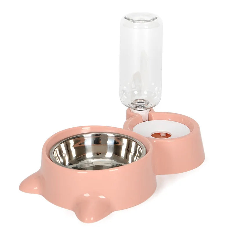 Automatic Cat Water Fountain and Food Feeder Bowl